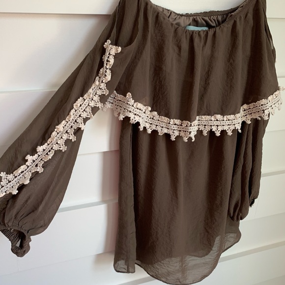 (LIKE NEW) Off Shoulder Crochet Trim Dress - Picture 2 of 5